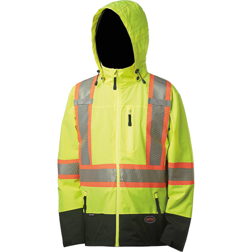 5221 Softshell Waterproof Premium  Safety Jacket, Polyester, High Visibility Lime-Yellow, Small Ontario Packaging