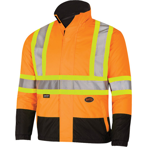 5770 Waterproof Reversible Safety Jacket, Polyester/Polyurethane, High Visibility Orange, Small Ontario Packaging