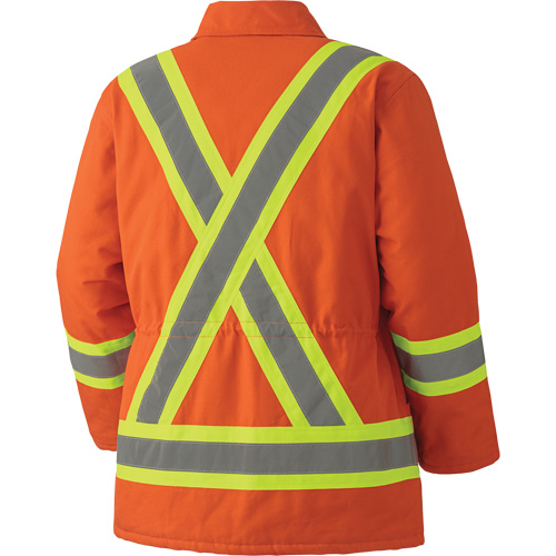 5537A Quilted Duck Safety Parka, High Visibility Orange, Small Ontario Packaging