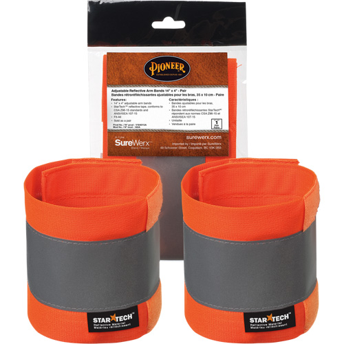 140A High-Visibility Orange Adjustable 14" X 4" Reflective Armband Ontario Packaging