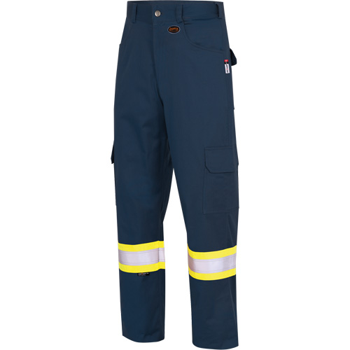 7764 FR-Tech&reg; High Visibility 88/12 FR/Arc Rated Safety Cargo Pants, 32, x 34, Navy Blue Ontario Packaging