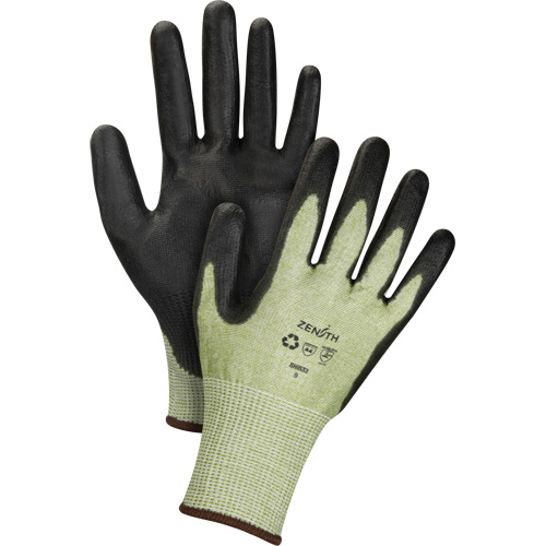 Eco-Friendly Seamless Cut-Resistant Gloves, Size 8, 13 Gauge, Polyurethane Coated, HPPE/RPET Shell, ASTM ANSI Level A4 Ontario Packaging