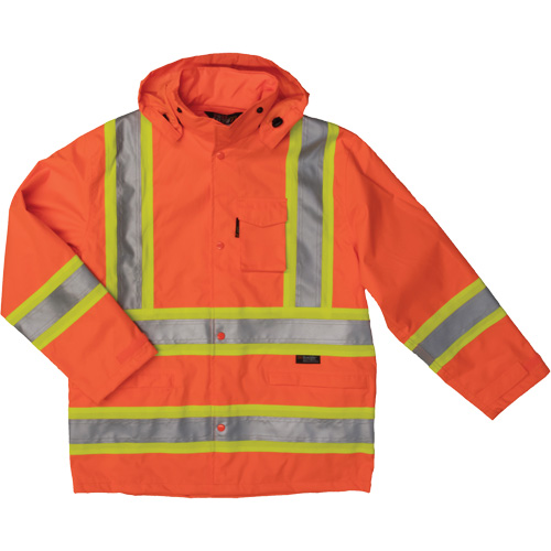 Manteau de s&eacute;curit&eacute; imperm&eacute;able en tissu ind&eacute;chirable Ripstop, Polyester, Moyen, Orange haute visibilit&eacute; Ontario Packaging