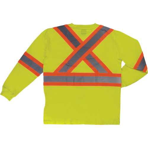 Long Sleeve Safety T-Shirt, Cotton, X-Small, High Visibility Lime-Yellow Ontario Packaging