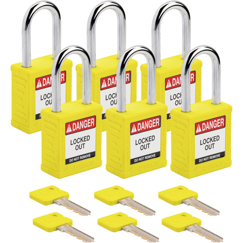 Cadenas de verrouillage Velocity, Jaune, Cl&eacute;s identiques, Nylon, Largeur de 1-1/2" Ontario Packaging