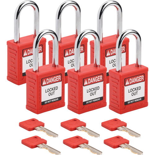 Cadenas de verrouillage Velocity, Rouge, Cl&eacute;s identiques, Nylon, Largeur de 1-1/2" Ontario Packaging