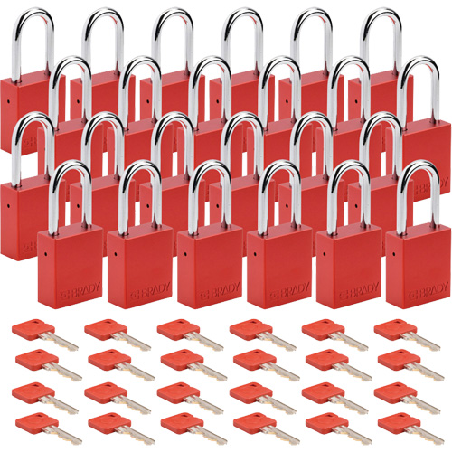 Lockout Padlock, Safety Padlock, Keyed Different, Aluminum, 1-1/2" Width Ontario Packaging