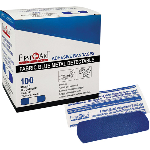 Bandages, Rectangular/Square, 3", Fabric Metal Detectable, Sterile Ontario Packaging