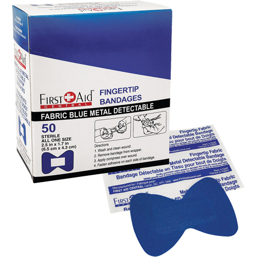 Bandages, Fingertip, Fabric Metal Detectable, Non-Sterile Ontario Packaging