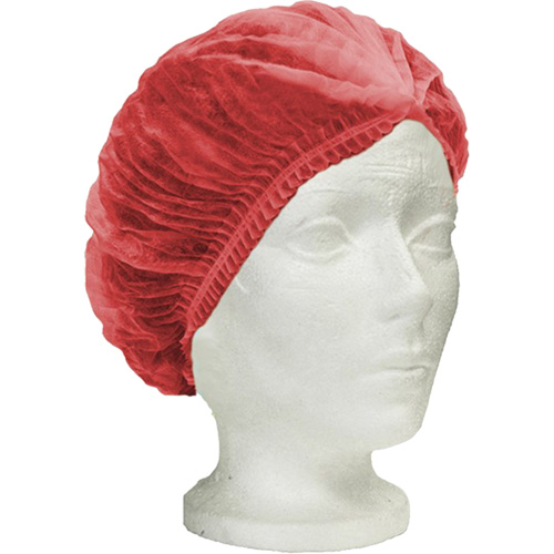 Bonnet bouffant pliss&eacute; RONCO Care, Polypropyl&egrave;ne, 24", Rouge Ontario Packaging