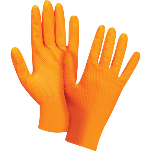 Heavyweight Tactile Grip Examination Gloves, Small, Nitrile, 8-mil, Powder-Free, Orange Ontario Packaging