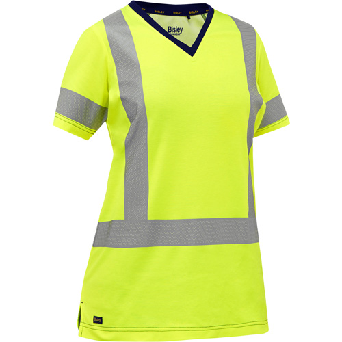 Bisley&reg; Women's X-Back Short Sleeve Shirt, Poly-Cotton, Small, High Visibility Lime-Yellow Ontario Packaging