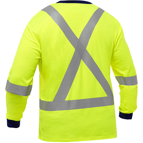 Chemise &agrave; manches longues et X au dos Bisley, Poly-coton, Petit, Jaune lime haute visibilit&eacute; Ontario Packaging