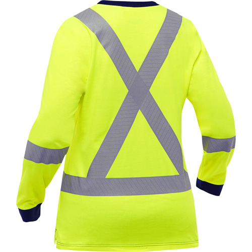 Bisley&reg; Women's X-Back Long Sleeve Shirt, Poly-Cotton, Small, High Visibility Lime-Yellow Ontario Packaging