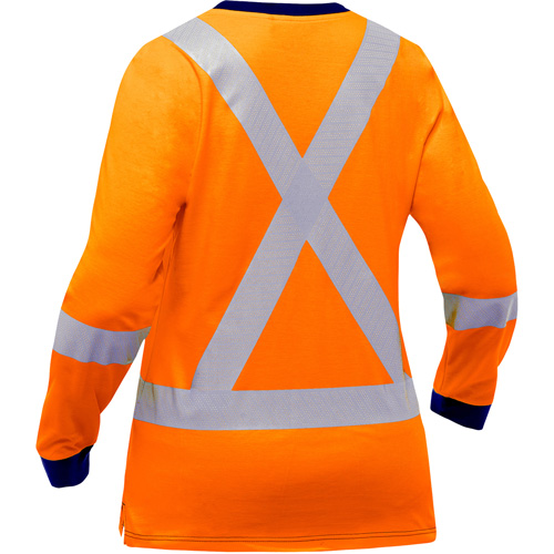 Chemise &agrave; manches longues et X au dos Bisley pour femmes, Poly-coton, Petit, Orange haute visibilit&eacute; Ontario Packaging