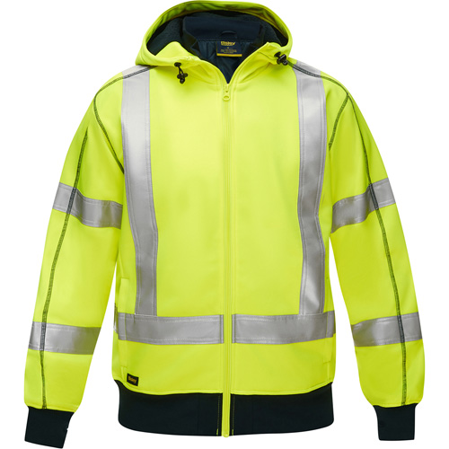 Bisley&reg; X-Back Full Zip Hooded Sweatshirt with Sherpa Lining, Small, High Visibility Lime-Yellow Ontario Packaging