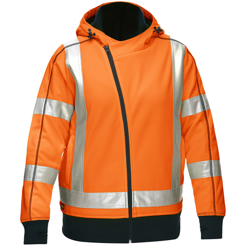 Bisley&reg; X-Back Women's Contoured Full Zip Hooded Sweatshirt with Sherpa Lining, 2X-Large, High Visibility Orange Ontario Packaging