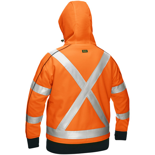 Bisley&reg; X-Back Women's Contoured Full Zip Hooded Sweatshirt with Sherpa Lining, 2X-Large, High Visibility Orange Ontario Packaging