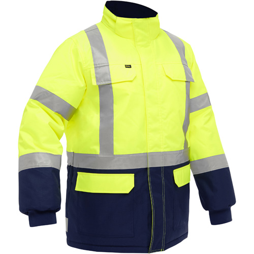 Bisley&reg; X-Back Extreme Cold Jacket with Navy Bottom, Polyester, High Visibility Lime-Yellow, Small Ontario Packaging