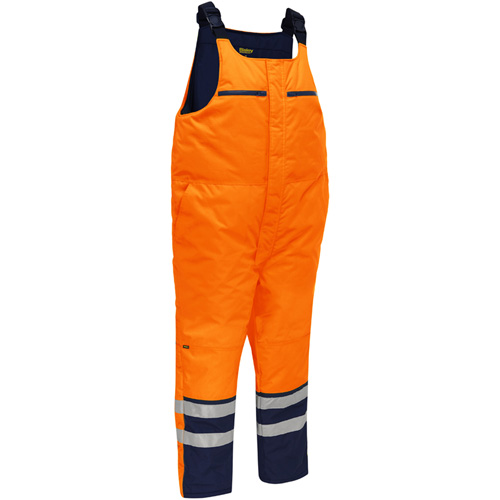 Bisley&reg; Extreme Cold Bib Overall, Polyester, Small, High Visibility Orange Ontario Packaging