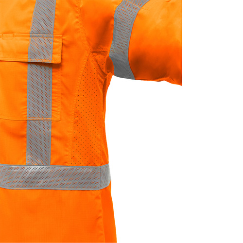 Bisley&reg; X-Back Long Sleeve Work Shirt with X-Airflow, Poly-Cotton, Small, High Visibility Orange Ontario Packaging