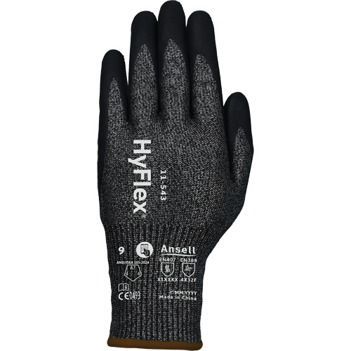Gants r&eacute;sistants &agrave; la coupe HYFLEX 11-543, Taille 6, Calibre 13, Rev&ecirc;tement Nitrile, Enveloppe en Nylon/Acier inoxydable/PEHP/Spandex, ASTM ANSI niveau A7/EN 388 niveau F Ontario Packaging