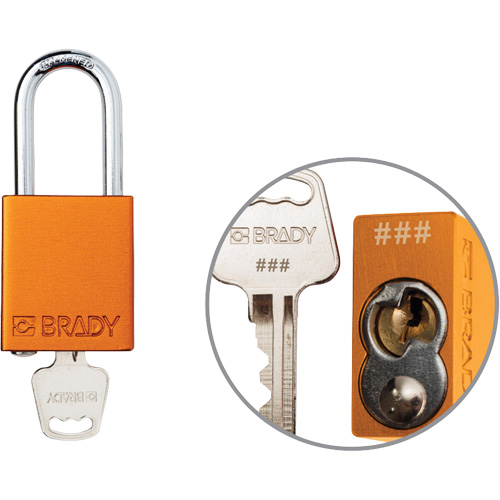 Cadenas de verrouillage de s&eacute;curit&eacute; Velocity Plus, Orange, Cl&eacute;s identiques, Aluminium, Largeur de 1-1/2" Ontario Packaging