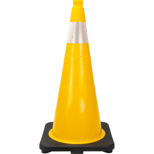 C&ocirc;ne de signalisation de premi&egrave;re qualit&eacute;, 28", Jaune, Bande(s) r&eacute;fl&eacute;chissante(s) 4" Ontario Packaging