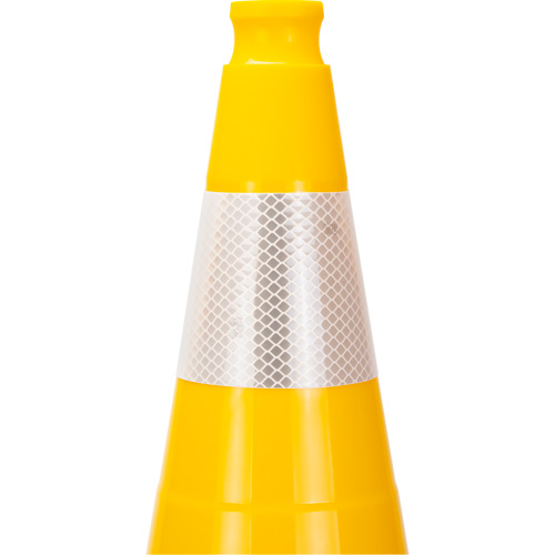 C&ocirc;ne de signalisation de premi&egrave;re qualit&eacute;, 28", Jaune, Bande(s) r&eacute;fl&eacute;chissante(s) 4" Ontario Packaging