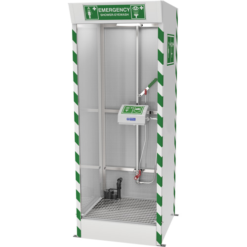 Emergency Cubicle Shower & Covered Eye & Face Wash with Sump Pump Ontario Packaging