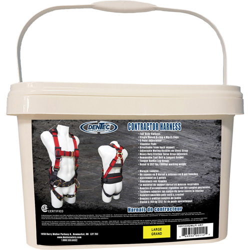 Contractor Safety Harness in Pail, CSA Certified, Class AP, Large, 352 lbs. Cap. Ontario Packaging