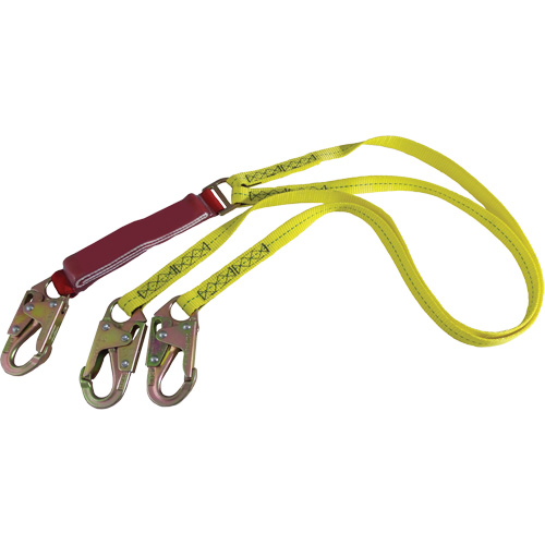 External Energy Absorber Lanyard with 3/4" Hooks, 6', Snap Hook Center, Snap Hook Leg Ends, Polyester Ontario Packaging