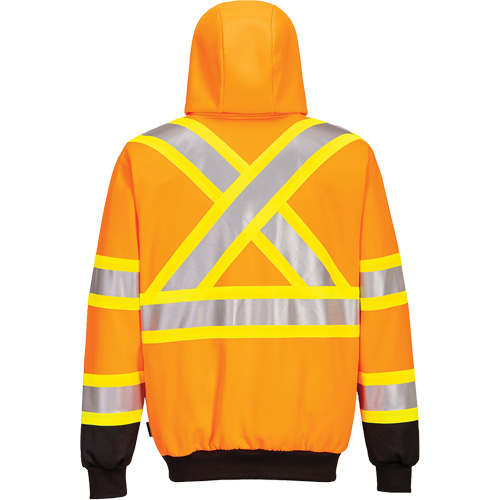 Contrast-Striped Safety Hoodie, Small, Black/High Visibility Orange Ontario Packaging