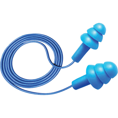 Hush 50-25 Reusable Metal Detectable Earplugs, Corded, One-Size, Bulk - Box, 25 NRR dB Ontario Packaging