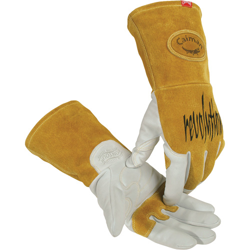 Caiman&reg; Premium TIG/MIG Welder's Gloves with FR Insulated Split Cowhide Back, Grain Goatskin, Size Small Ontario Packaging