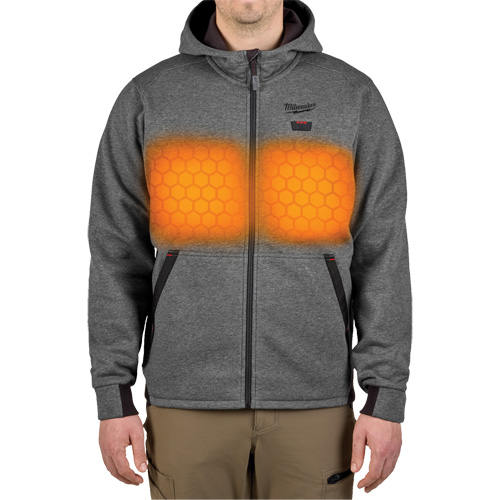 M12 Heated Hoodie with Battery, Men's, Large, Grey, Poly-Cotton Ontario Packaging
