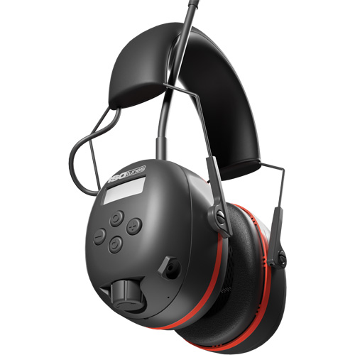 &eacute;couteurs AM/ FM Air Defender noir & Rouge, Style Bandeau, 24 dB Ontario Packaging