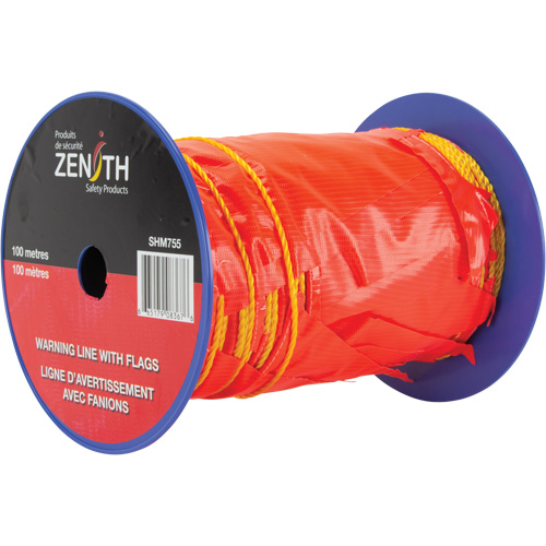 Ligne d'avertissement avec fanions, 328' lo, Orange/Jaune Ontario Packaging