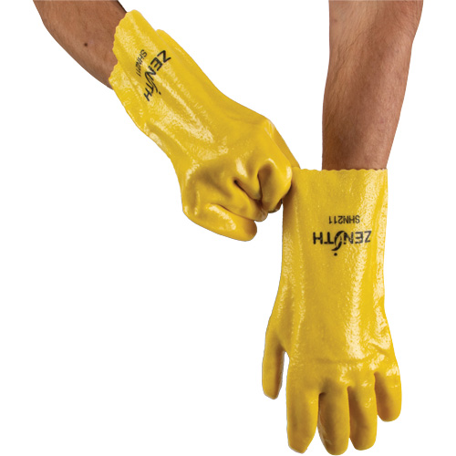 Rough-Finish Chemical-Resistant Gloves, Size 9, 12" L, PVC, Interlock Inner Lining, 47-mil Ontario Packaging
