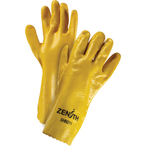 Rough-Finish Chemical-Resistant Gloves, Size 9, 14" L, PVC, Interlock Inner Lining, 47-mil Ontario Packaging