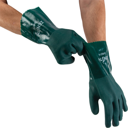 Gants verts &agrave; double enduit, 12" lo, PVC, Doublure en Jersey de coton, 70 mils Ontario Packaging