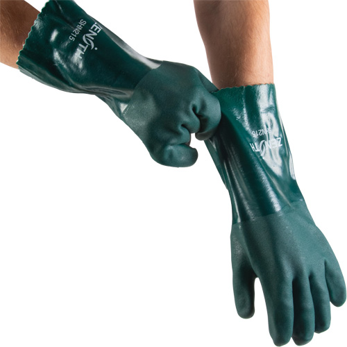Gants verts &agrave; double enduit, 14" lo, PVC, Doublure en Jersey de coton, 70 mils Ontario Packaging