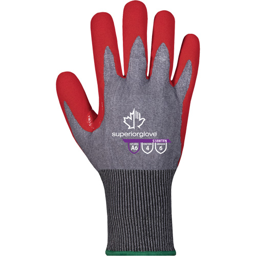 Waterproof Cut-Resistant Gloves, Size 7, 18 Gauge, Foam Nitrile Coated, TenActiv Shell, ASTM ANSI Level A6 Ontario Packaging