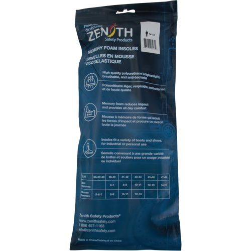 Semelles en mousse visco&eacute;lastique, Hommes 14 - 15 Ontario Packaging