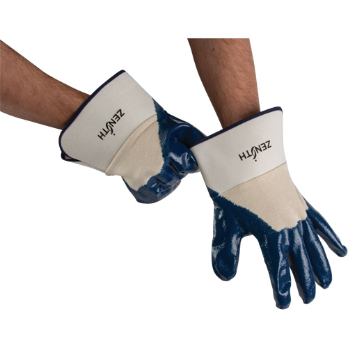 Gants &agrave; poignet de s&eacute;curit&eacute; de poids lourd, 11/2T-Grand, R&ecirc;vetement Nitrile, Enveloppe en Coton Ontario Packaging