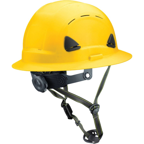 Fibre Metal Climbing Style Helmet with Full Brim, Meets CSA Type 2, Ratchet Suspension, Vented Ontario Packaging