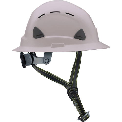 Fibre Metal Climbing Style Helmet with Full Brim, Meets CSA Type 2, Ratchet Suspension, Vented Ontario Packaging