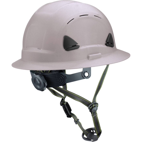 Fibre Metal Climbing Style Helmet with Full Brim, Meets CSA Type 2, Ratchet Suspension, Vented Ontario Packaging