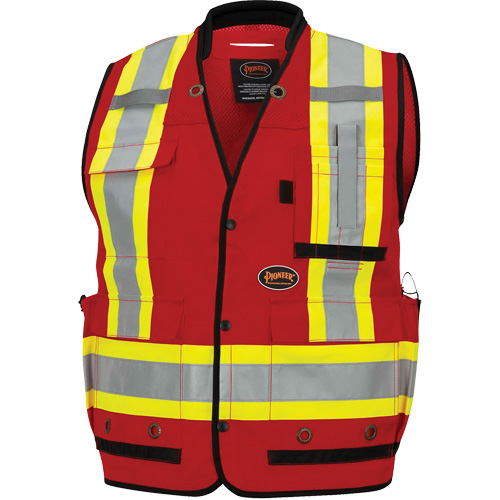 6678 Veste d'arpenteur antimicrobienne haute visibilit&eacute; avec dos en maille, Rouge, Petit, Polyester Ontario Packaging