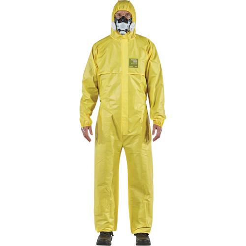 Combinaison AlphaTec 2300 STANDARD &agrave; coutures bord&eacute;es, mod&egrave;le 147, Petit, Jaune, Enduit de poly&eacute;thyl&egrave;ne/Polypropyl&egrave;ne Ontario Packaging